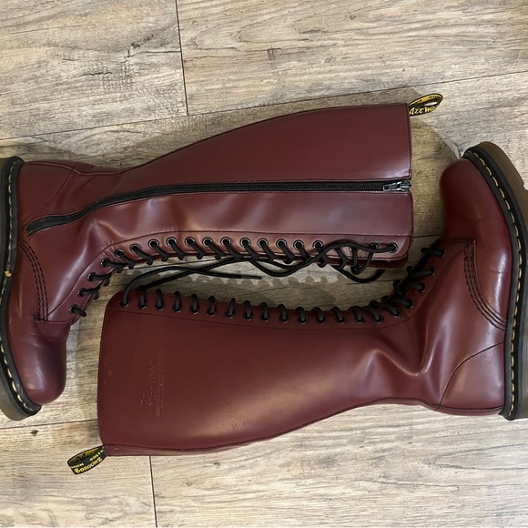 Dr Doc Martens Womens Size 5 Oxblood Red Leather Calf 20 Eyelet Boots - Picture 8 of 12